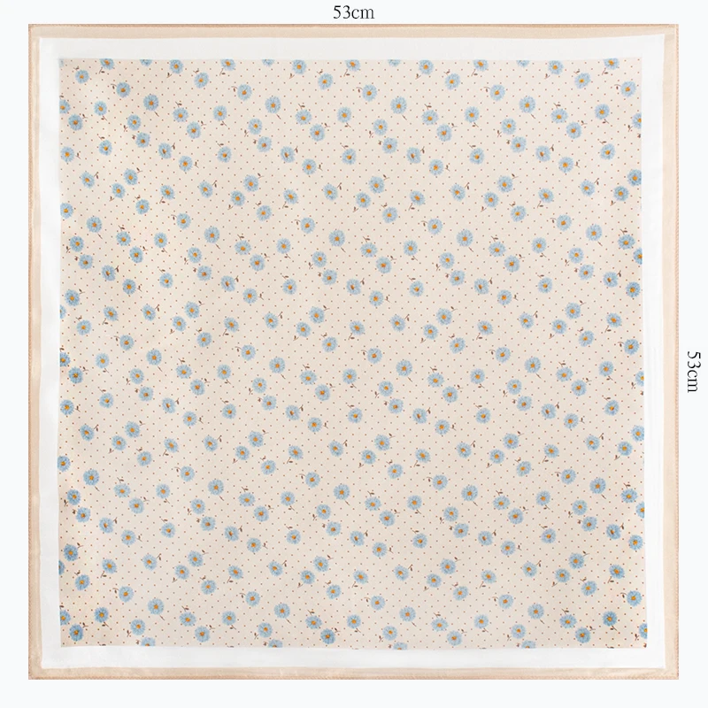 100% Mulberry Silk Scarf 53x53cm Cream Blue Daisy Polka Dot Print Square Neck Bandana Versatile Women's Fashion Accessory
100% Mulberry Silk Scarf 53x53cm Cream Blue Daisy Polka Dot Print Square Neck Bandana Versatile Women's Fashion Accessory