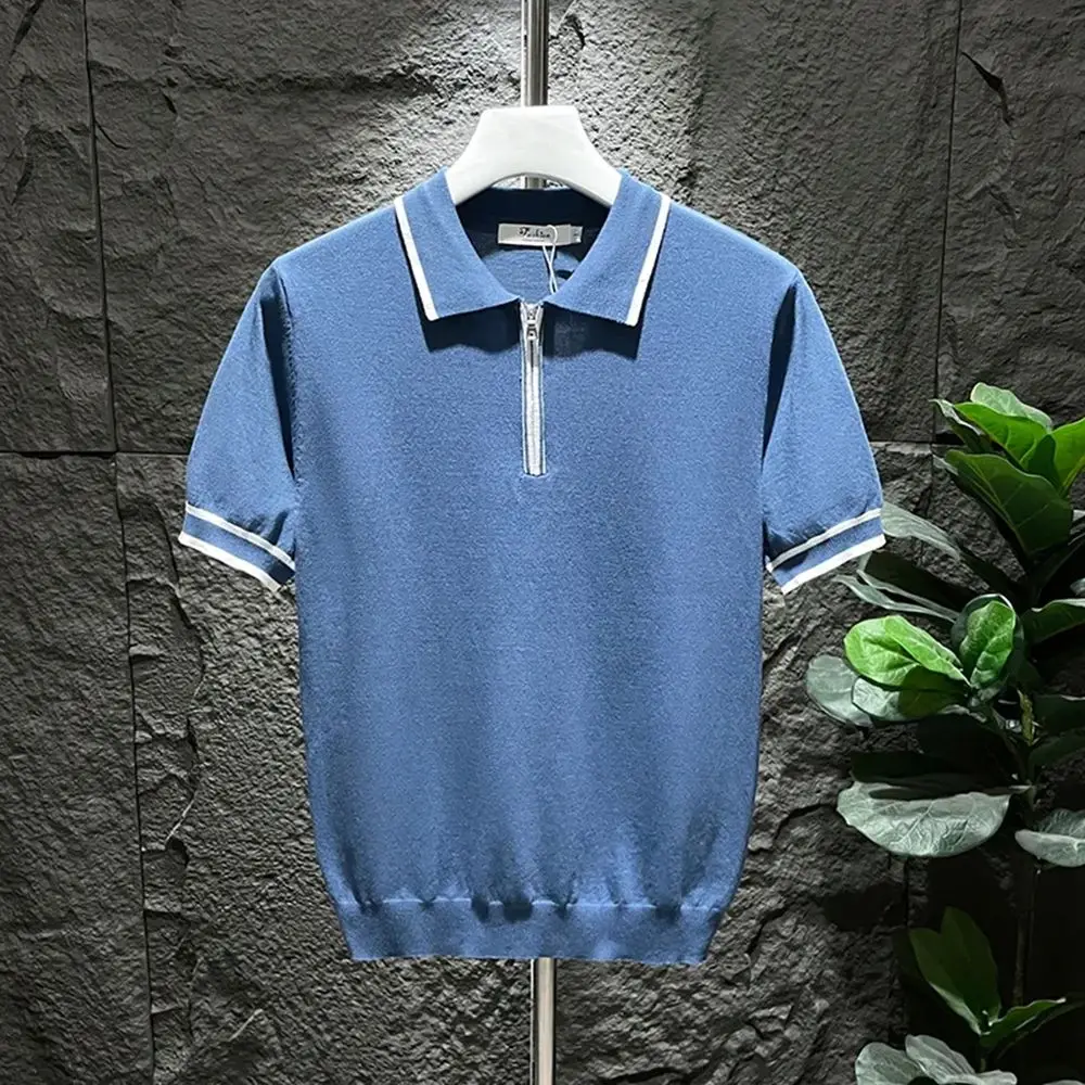 Mens Clothing Polo Shirt Retro Ice Silk Short Sleeve Slim Fit T-Shirt Summer Youth Men's Leisure Trendy Simple Classic Tops New
Mens Clothing Polo Shirt Retro Ice Silk Short Sleeve Slim Fit T-Shirt Summer Youth Men's Leisure Trendy Simple Classic Tops New