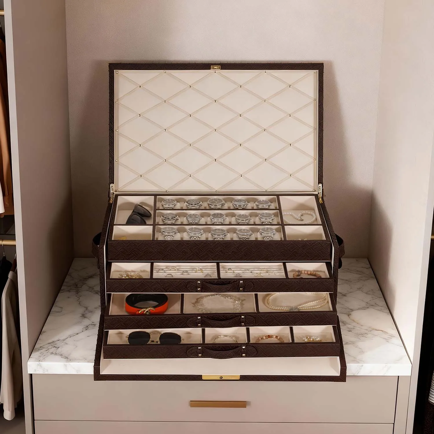 Microfiber Box Trunk Jewelry Organizer with Luxury Customized Custom Faux Personalized Jewelry Organizer
Microfiber Box Trunk Jewelry Organizer with Luxury Customized Custom Faux Personalized Jewelry Organizer