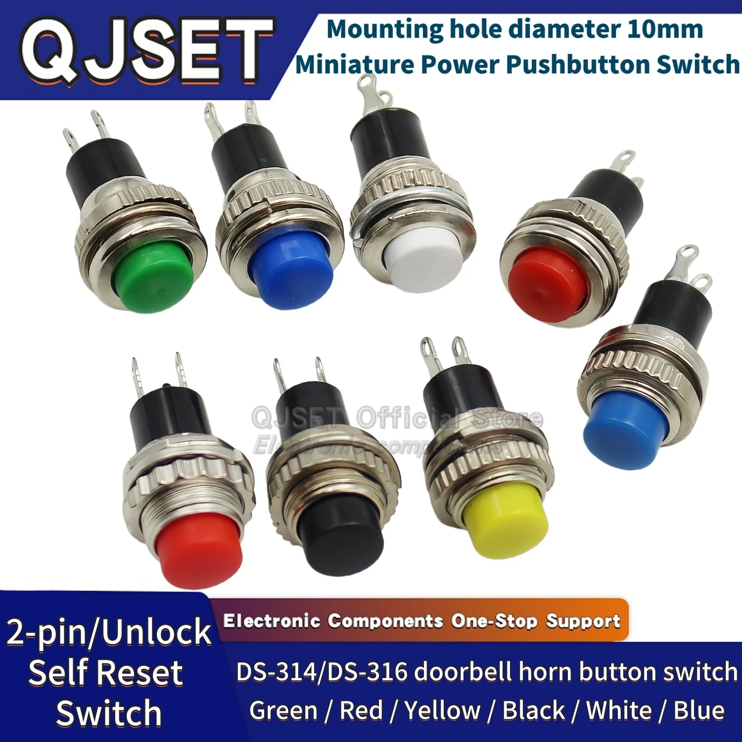 6 Pcs DS-316 DS-314 Panel Mount 10mm Momentary/Self-reset OFF-ON Push Button Switch doorbell horn round power jog key switch OFF
6 Pcs DS-316 DS-314 Panel Mount 10mm Momentary/Self-reset OFF-ON Push Button Switch doorbell horn round power jog key switch OFF