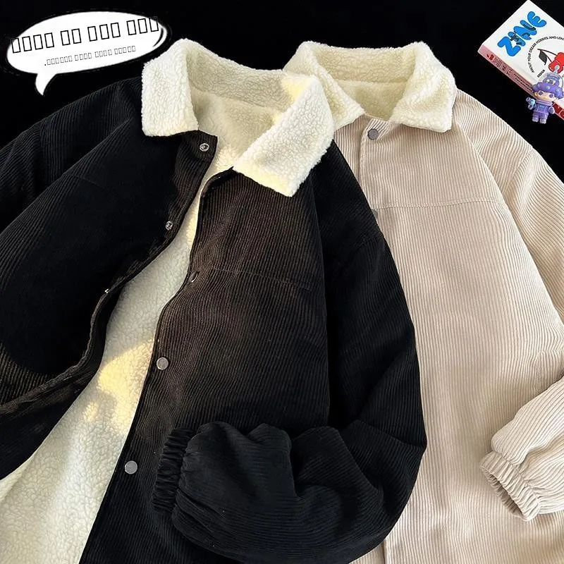 Men's Corduroy Jaet Lamb Velvet Fce Lined Thi Winter Cotton Coat American Sle Retro Cotton Padded Casual Outerwear
Men's Corduroy Jaet Lamb Velvet Fce Lined Thi Winter Cotton Coat American Sle Retro Cotton Padded Casual Outerwear