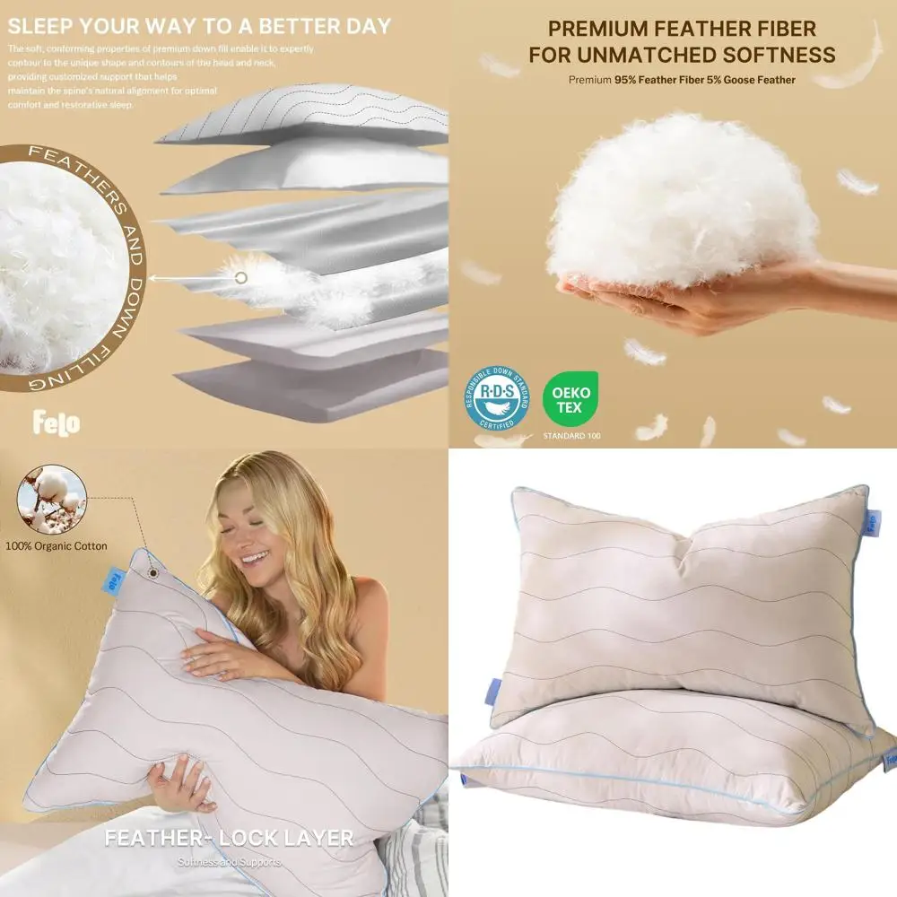 Комплект из 2 подушек Queen Size из органического хлопка с гусиным пухом для роскошного гостиничного комфорта и поддержки
Комплект из 2 подушек Queen Size из органического хлопка с гусиным пухом для роскошного гостиничного комфорта и поддержки