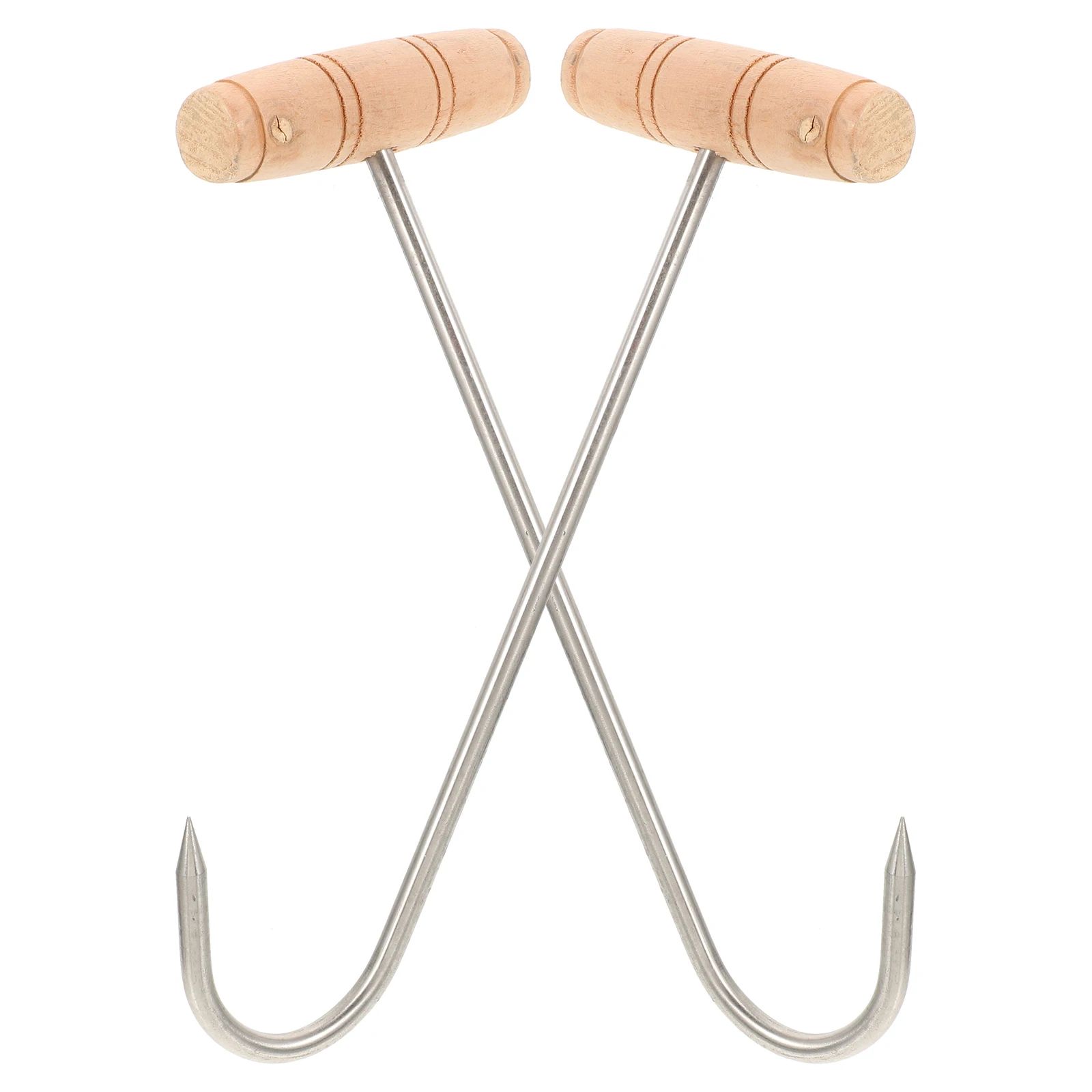 2 Pcs Hooks Stainless Steel Wood Lightweight BBQ T Meat Hook Camping Beach Parties Storage T Handle Hook
2 Pcs Hooks Stainless Steel Wood Lightweight BBQ T Meat Hook Camping Beach Parties Storage T Handle Hook