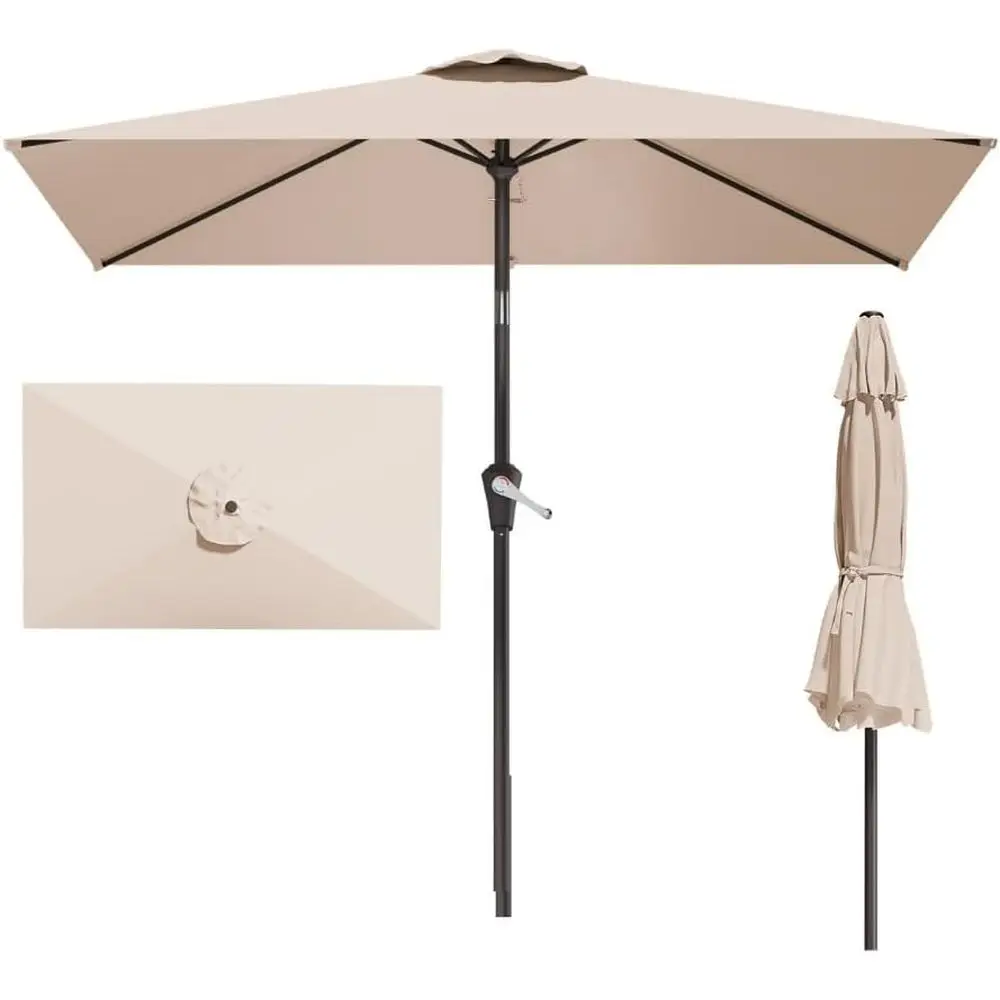 Large 6.5' x 10' Outdoor Patio Umbrella with UV Protection, Push Button Tilt, Crank Lift, Beige
Large 6.5' x 10' Outdoor Patio Umbrella with UV Protection, Push Button Tilt, Crank Lift, Beige