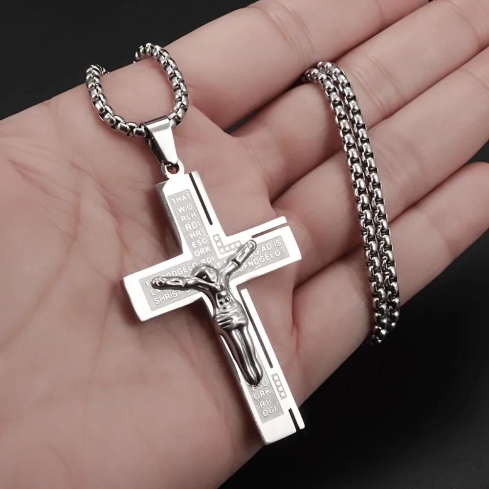 304 Stainless Steel Cross Pendant Necklace, Classic Religious Style for Men & Women, Easy to wear, trendy rock biker accessory for daily outfits
304 Stainless Steel Cross Pendant Necklace, Classic Religious Style for Men & Women, Easy to wear, trendy rock biker accessory for daily outfits