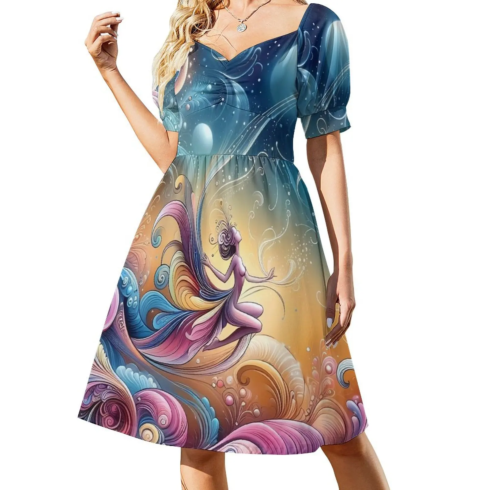 Dance of the Cosmic Breeze Short-Sleeved Dress summer dress korean women Clothing female Woman clothes
Dance of the Cosmic Breeze Short-Sleeved Dress summer dress korean women Clothing female Woman clothes