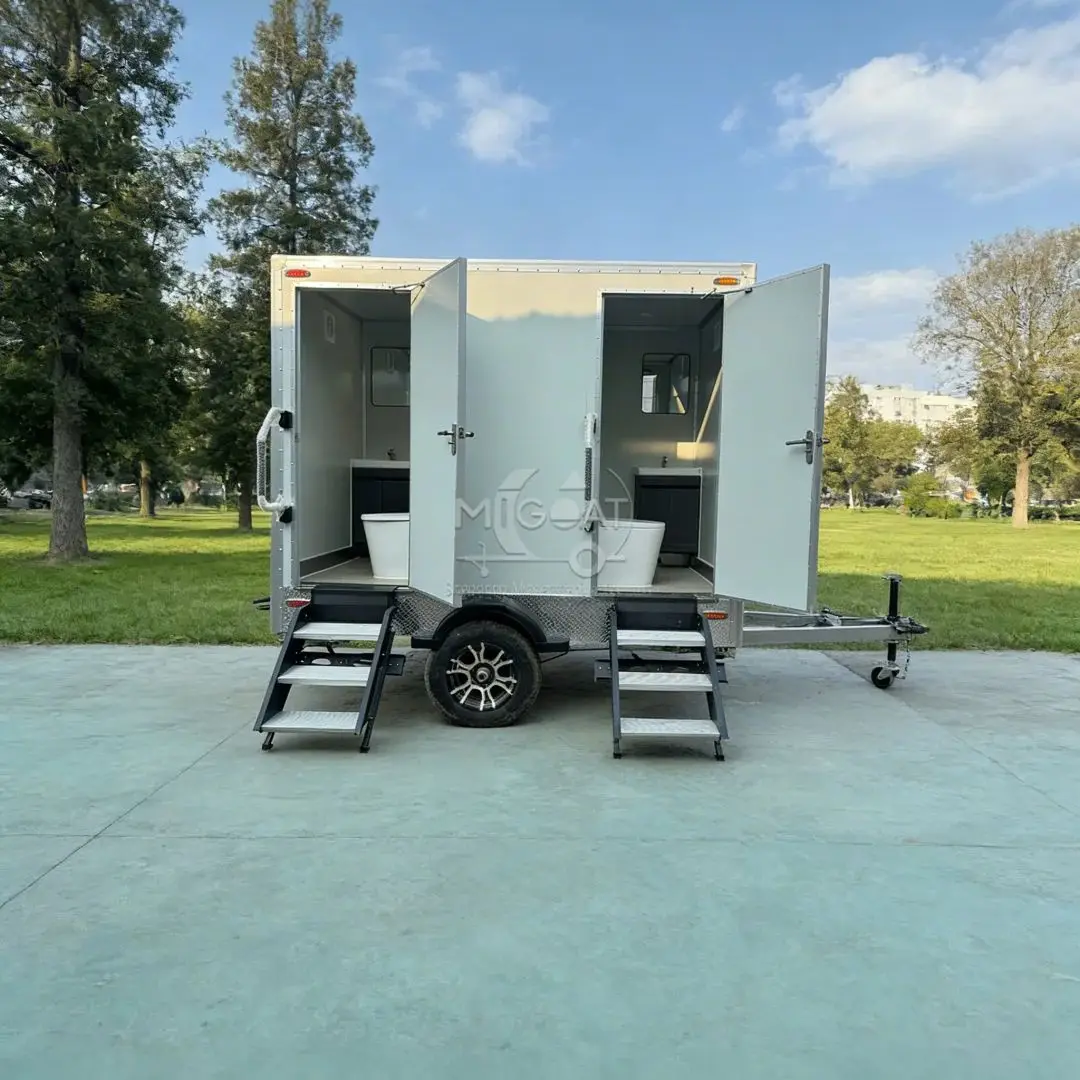 Towable 2-Stall Portable Toilet Outdoor Mobile Restroom with Toilet And Sink for Event Catering And Emergency Use
Towable 2-Stall Portable Toilet Outdoor Mobile Restroom with Toilet And Sink for Event Catering And Emergency Use