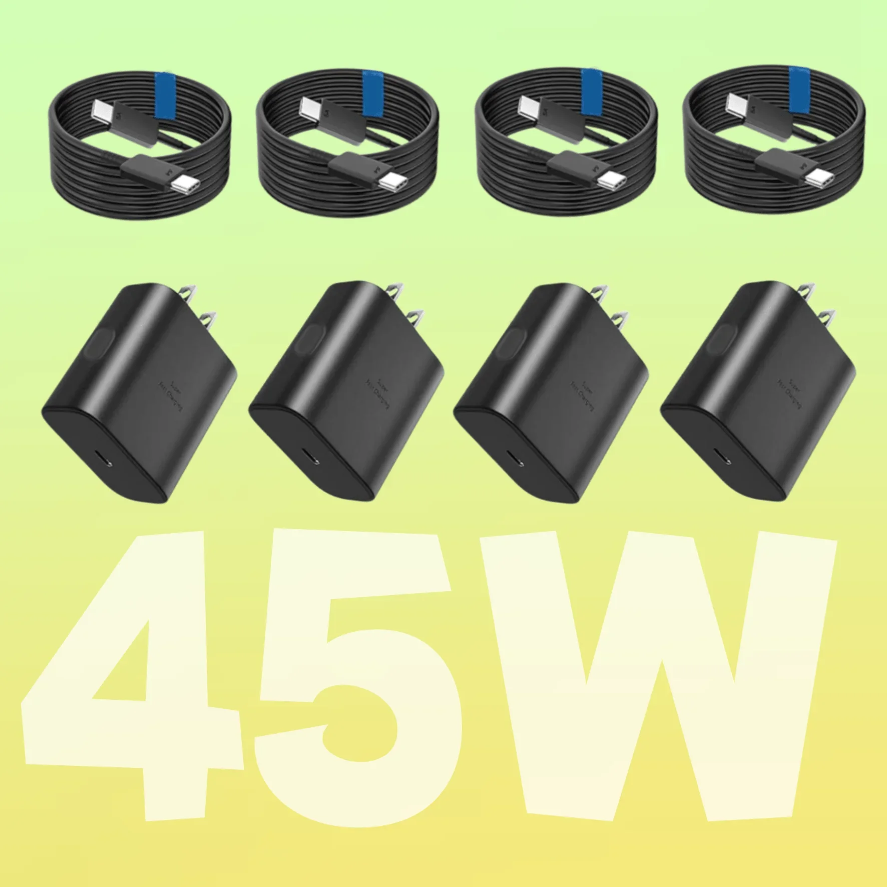 4pcs Super Fast Charger USB C, 45 Watt Type-C AndroChape C Cords for Sam sung Ultra/ Ultra/ S24+/ Ultra/ S23+/ Plus/, Tab S9/ S8
4pcs Super Fast Charger USB C, 45 Watt Type-C AndroChape C Cords for Sam sung Ultra/ Ultra/ S24+/ Ultra/ S23+/ Plus/, Tab S9/ S8