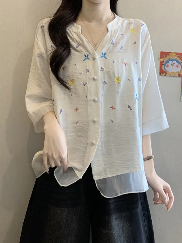 Slimming Design V-Ne ort Sve Embroidered White irt Women's Casual Sle Summer Faion plus Size Top Casual Wear
Slimming Design V-Ne ort Sve Embroidered White irt Women's Casual Sle Summer Faion plus Size Top Casual Wear