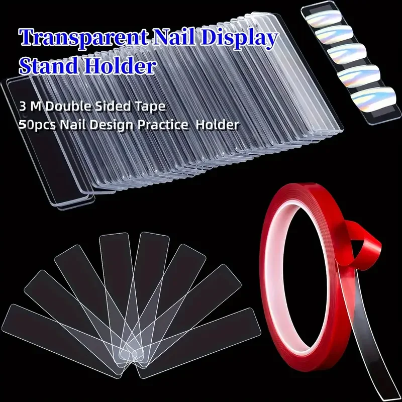 Clear Nail Display Stand Kit with Double-Sided Tape & 50 Practice Holders - Perfect for Salon Home & Office Decor Nail Supplies
Clear Nail Display Stand Kit with Double-Sided Tape & 50 Practice Holders - Perfect for Salon Home & Office Decor Nail Supplies