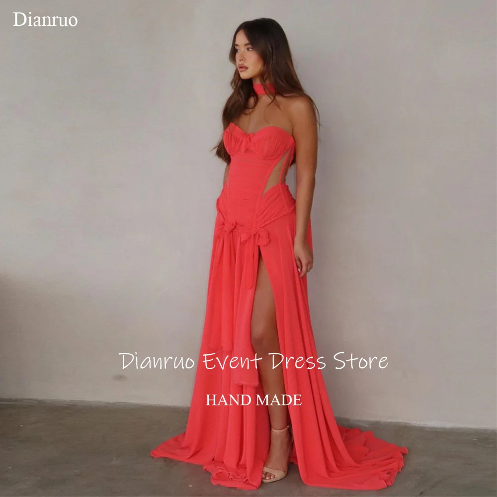 Dianruo Sleeveless Sweetheart Evening Dress Beach Chiffon Formal Party Gowns High Split Ribbons Robe De Soirée Femme Customized
Dianruo Sleeveless Sweetheart Evening Dress Beach Chiffon Formal Party Gowns High Split Ribbons Robe De Soirée Femme Customized
