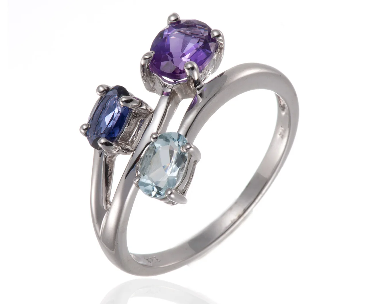 GESIDE Amethyst and Aquamarine and Iolite Rhodium Over Sterling Silver Ring 1.77ctw
GESIDE Amethyst and Aquamarine and Iolite Rhodium Over Sterling Silver Ring 1.77ctw