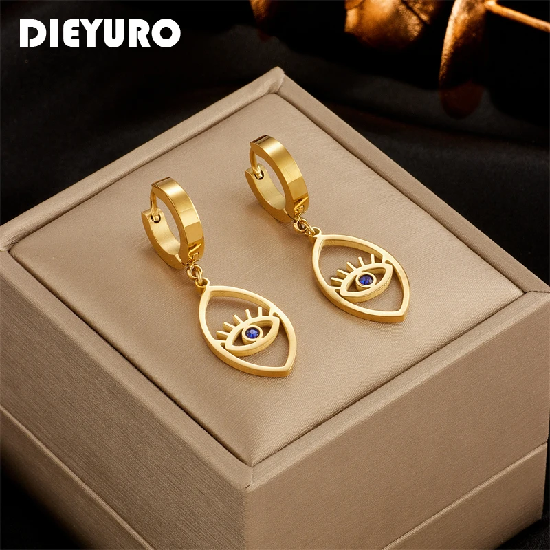 DIEYURO 316L Stainless Steel Eye Shape Earrings For Women High Quality Hollow Out Earrings Fashion Girls Jewelry for Gifts
DIEYURO 316L Stainless Steel Eye Shape Earrings For Women High Quality Hollow Out Earrings Fashion Girls Jewelry for Gifts