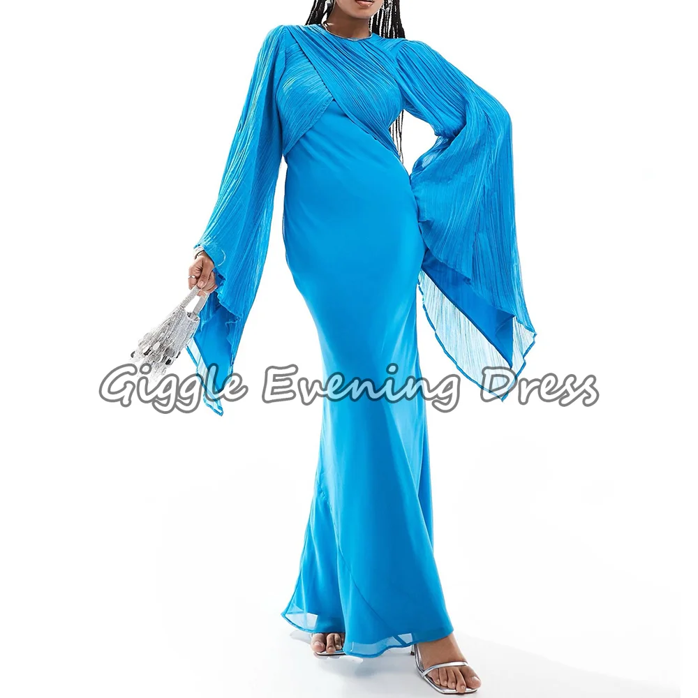 Chic Draped Mermaid Evening Dresses Pleated Chiffon Elegant Prom Party Dress Stylish Batwing Sleeves Wedding Guest Gown Customiz
Chic Draped Mermaid Evening Dresses Pleated Chiffon Elegant Prom Party Dress Stylish Batwing Sleeves Wedding Guest Gown Customiz