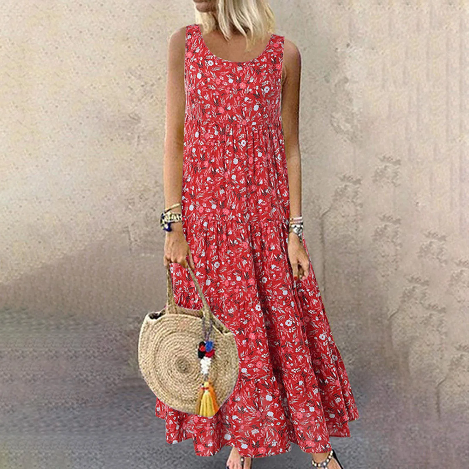 Women Floral Print Bohemian Casual Dress 2024 New Summer Sleeveless O-Neck Plus Size Dress Holiday Beach Large Sundress 4XL 5XL
Women Floral Print Bohemian Casual Dress 2024 New Summer Sleeveless O-Neck Plus Size Dress Holiday Beach Large Sundress 4XL 5XL