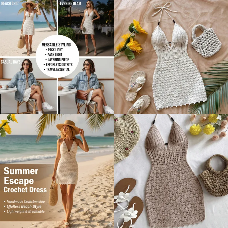 Bikini Beach Dresses Women Knit Beach Cover Up Dress Solid Color V Neck Hollow Out Swimsuit Cover Up Backless Bikini Beach Dress
Bikini Beach Dresses Women Knit Beach Cover Up Dress Solid Color V Neck Hollow Out Swimsuit Cover Up Backless Bikini Beach Dress