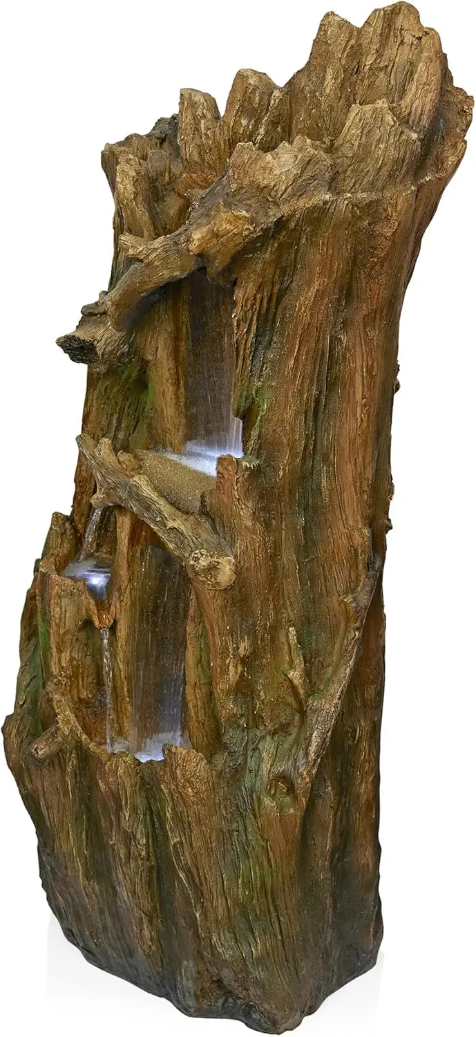 TZL346 Outdoor 3 Tier Tree Trunk Floor Fountain with Cool White LED Lights, Tiered Garden Decor, 40" H, Brown
TZL346 Outdoor 3 Tier Tree Trunk Floor Fountain with Cool White LED Lights, Tiered Garden Decor, 40" H, Brown