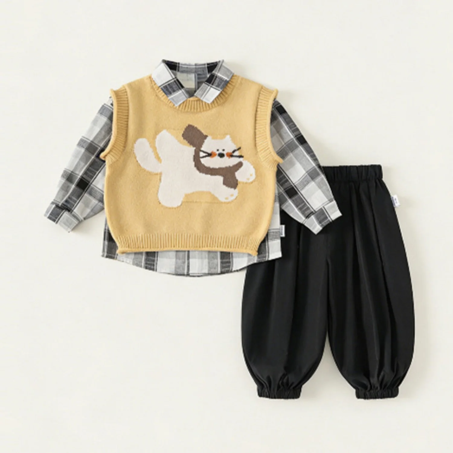 3PCS Sets Toddler Boys Clothing Set: Knitted Vest, Plaid Shirt, Jogger Pants Stylish Spring/Autumn Children's Fashion New Sets
3PCS Sets Toddler Boys Clothing Set: Knitted Vest, Plaid Shirt, Jogger Pants Stylish Spring/Autumn Children's Fashion New Sets