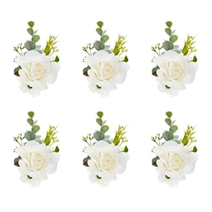 White Ivory Rose Wrist Corsage, Set of 6, Wedding Bridal Flower Corsage Hand Decor for Prom Party Homecoming, Wristband Flowers
White Ivory Rose Wrist Corsage, Set of 6, Wedding Bridal Flower Corsage Hand Decor for Prom Party Homecoming, Wristband Flowers