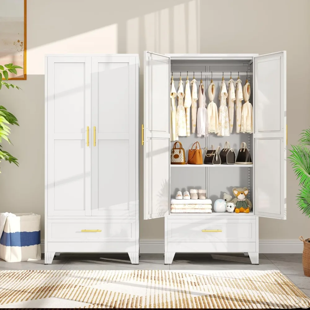 Metal Armoire Wardrobe Closet with Drawers,Storage Cabinet with Hanging Rod,71'' Metal Wardrobe Cabinet with 2 Doors and Adjusta
Metal Armoire Wardrobe Closet with Drawers,Storage Cabinet with Hanging Rod,71'' Metal Wardrobe Cabinet with 2 Doors and Adjusta