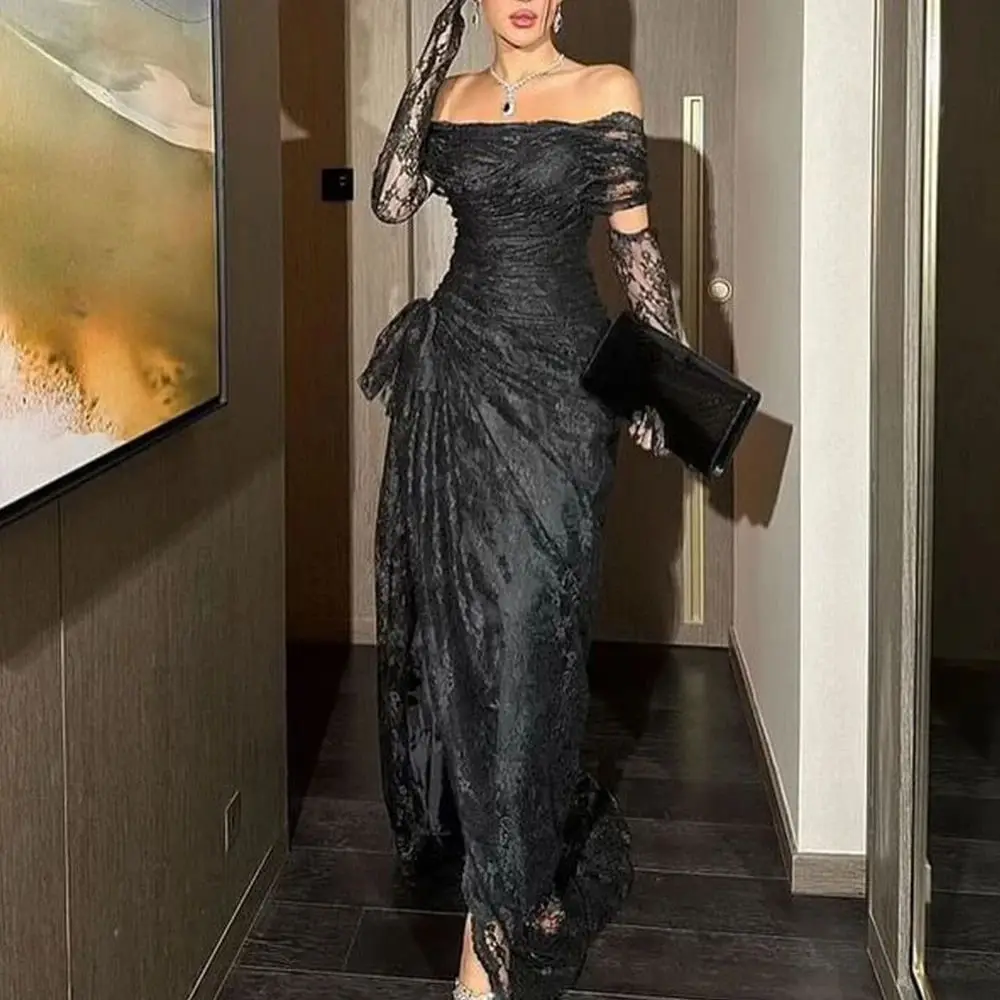Customized Exquisite and Temperament Lace Boat Neck Off the Shoulder Evening Dress Sweep Train Sleeveless Party Gowns for Ladies
Customized Exquisite and Temperament Lace Boat Neck Off the Shoulder Evening Dress Sweep Train Sleeveless Party Gowns for Ladies