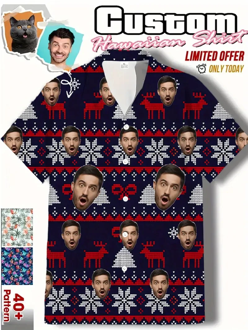 Рождественские рубашки 2025 года, унисекс, с 3D принтом, персонализированные мужские рождественские рубашки с забавным лицом, женские блузки с короткими рукавами и лацканами, топы
Рождественские рубашки 2025 года, унисекс, с 3D принтом, персонализированные мужские рождественские рубашки с забавным лицом, женские блузки с короткими рукавами и лацканами, топы