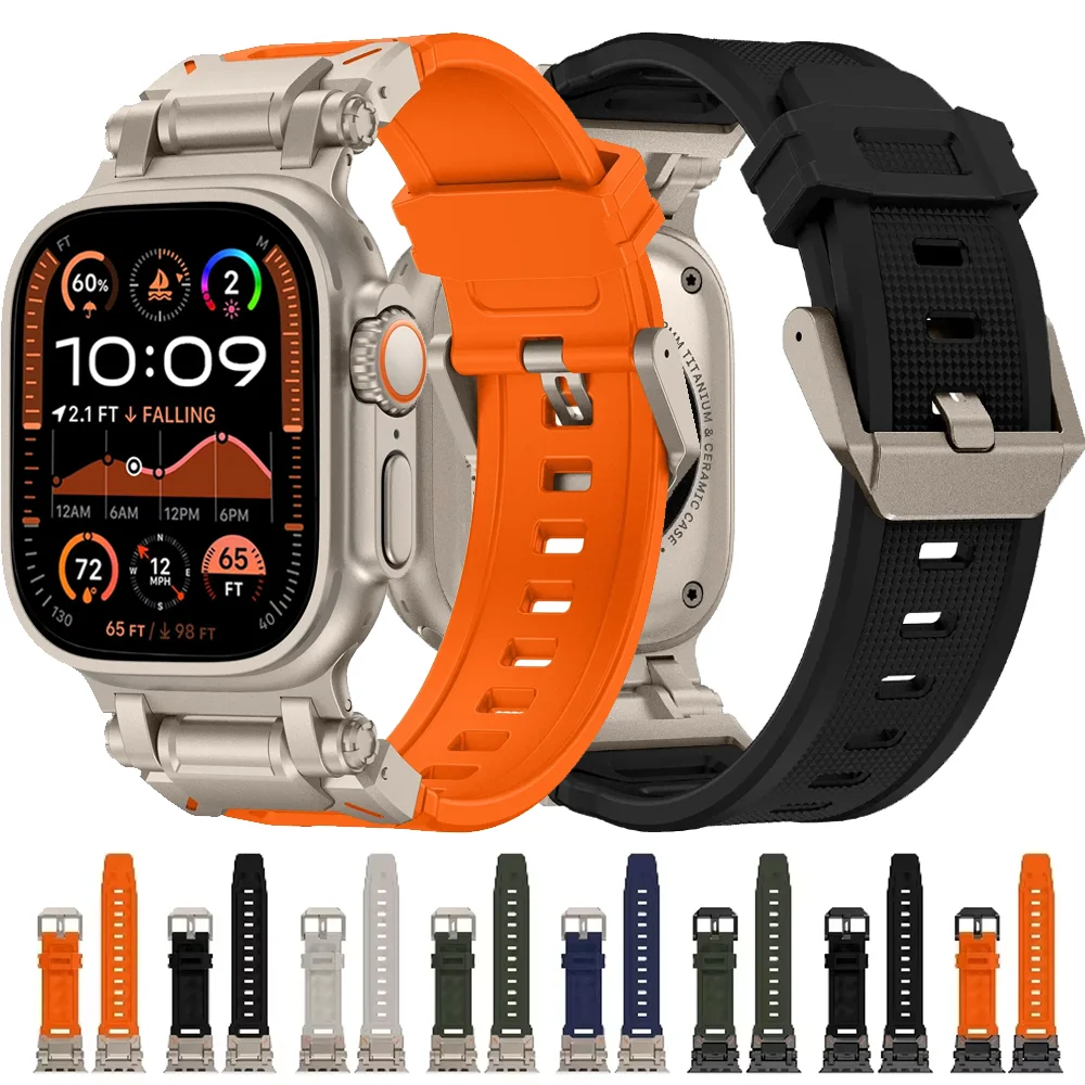 Metal+Silicone Strap for Apple Watch Ultra/2 49mm 10 9 8 7 42mm 46mm 45mm 41mm Bracelet iWatch 6 5 4 SE 44mm 40mm Band Accessory
Metal+Silicone Strap for Apple Watch Ultra/2 49mm 10 9 8 7 42mm 46mm 45mm 41mm Bracelet iWatch 6 5 4 SE 44mm 40mm Band Accessory