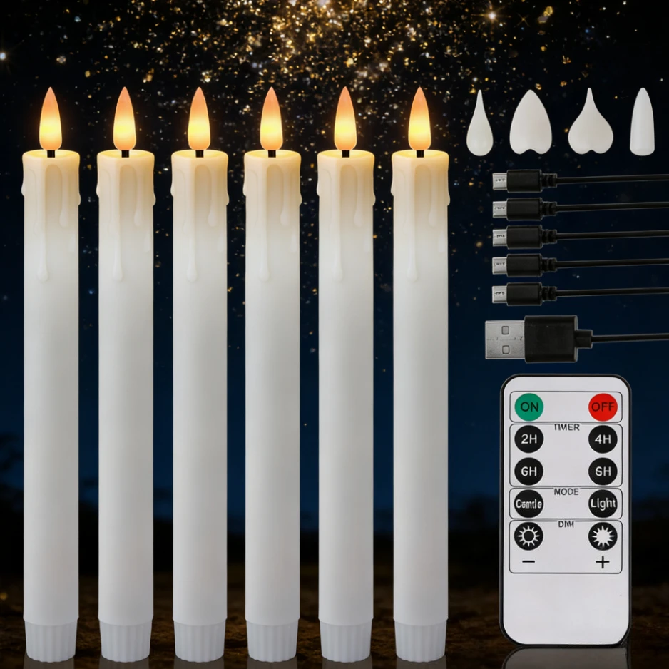 6 шт. беспламенные конические свечи с дистанционным управлением 9,6 дюйма, свечи на батарейках, мерцающие светодиодные оконные свечи для Хэллоуина, Рождества
6 шт. беспламенные конические свечи с дистанционным управлением 9,6 дюйма, свечи на батарейках, мерцающие светодиодные оконные свечи для Хэллоуина, Рождества