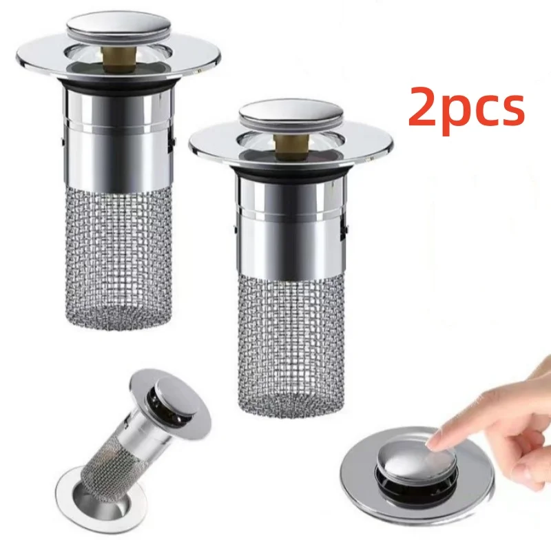 2PC Universal Bathroom Sink Pop Up Drain Stopper Stainless Steel Push-Type Bounce Core Basin Drain Filter Anti-Clog Hair Catcher
2PC Universal Bathroom Sink Pop Up Drain Stopper Stainless Steel Push-Type Bounce Core Basin Drain Filter Anti-Clog Hair Catcher