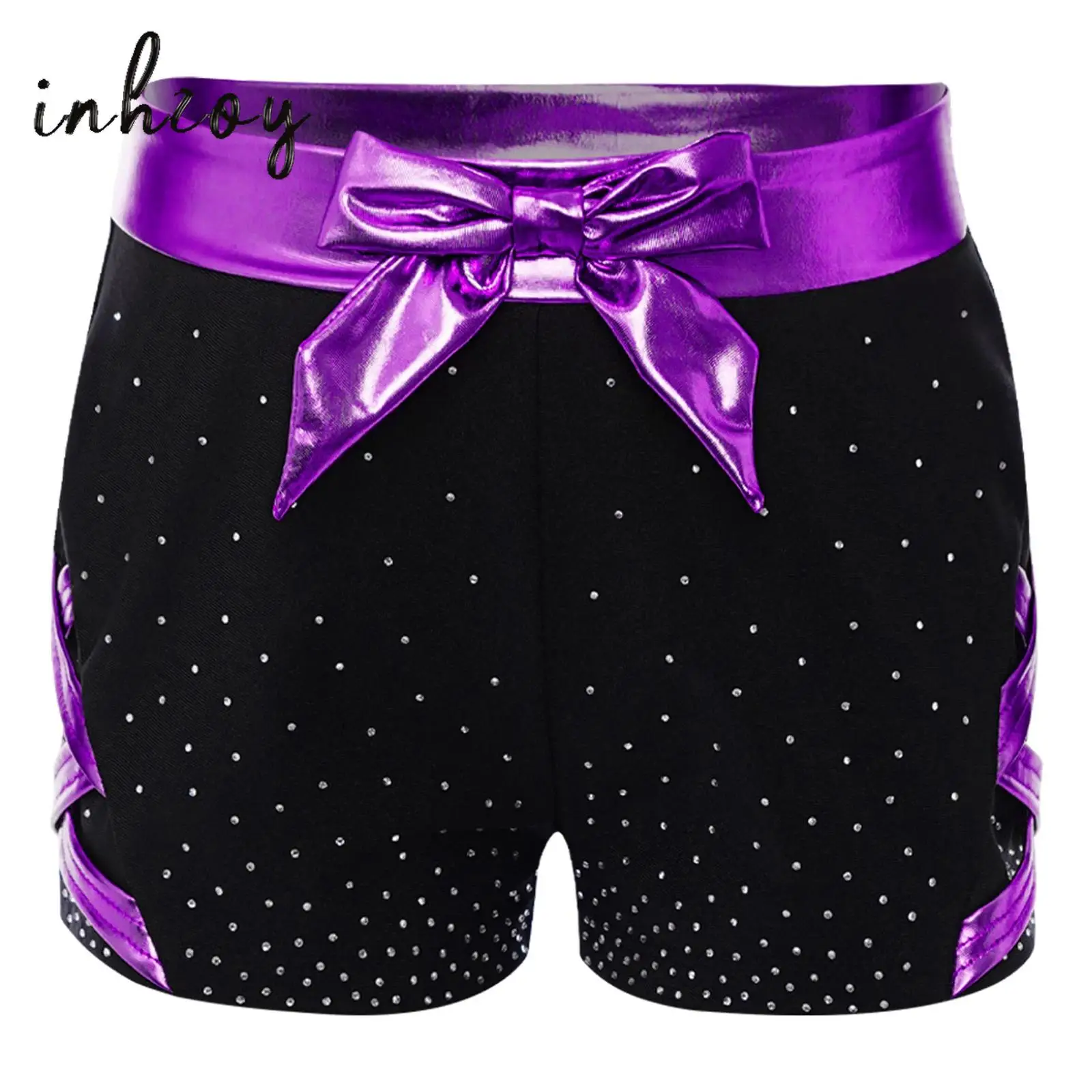 Kids Girls Shiny Rhinestones Dance Shorts Gymnastics Sports Bottoms Metallic Bow Elastic Waistband Sides Crisscross Booty Shorts
Kids Girls Shiny Rhinestones Dance Shorts Gymnastics Sports Bottoms Metallic Bow Elastic Waistband Sides Crisscross Booty Shorts