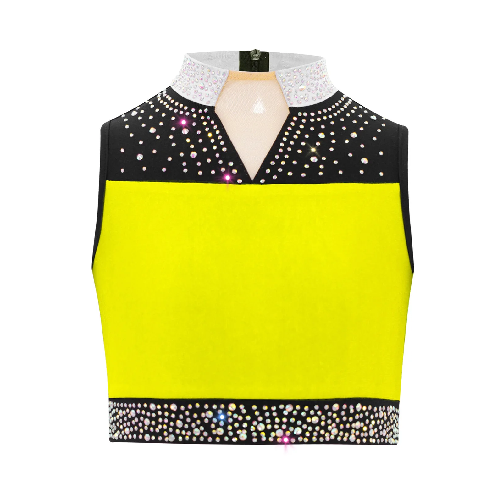 Children Girls Dance Performance Costume Rhinestones Crop Top Mock Neck Sleeveless Vest Gymnastics Figure Ice Skating Dancewear
Children Girls Dance Performance Costume Rhinestones Crop Top Mock Neck Sleeveless Vest Gymnastics Figure Ice Skating Dancewear