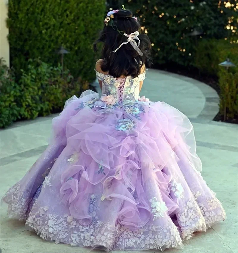 Lavender 3D Floral Lace Appliques Flower Girl Dresses for Wedding Floor Length Kids Birthday Party First Holy Communion Gown
Lavender 3D Floral Lace Appliques Flower Girl Dresses for Wedding Floor Length Kids Birthday Party First Holy Communion Gown