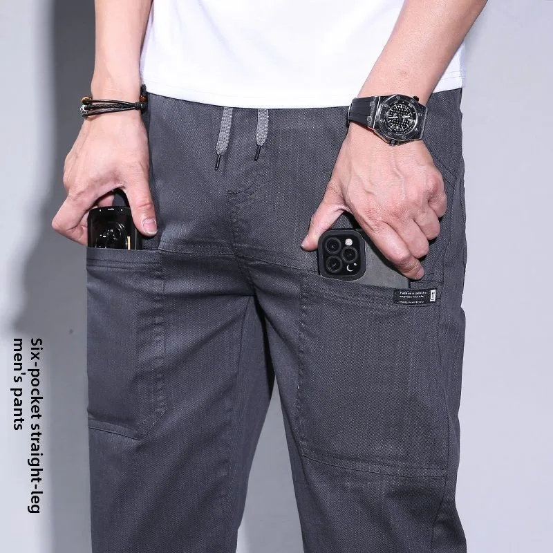 New 2026 Spring and Summer Thin Six-pocket Ice Silk Casual Pants Men's Trendy Brand Loose Straight Elastic Waist Harem Pants
New 2026 Spring and Summer Thin Six-pocket Ice Silk Casual Pants Men's Trendy Brand Loose Straight Elastic Waist Harem Pants