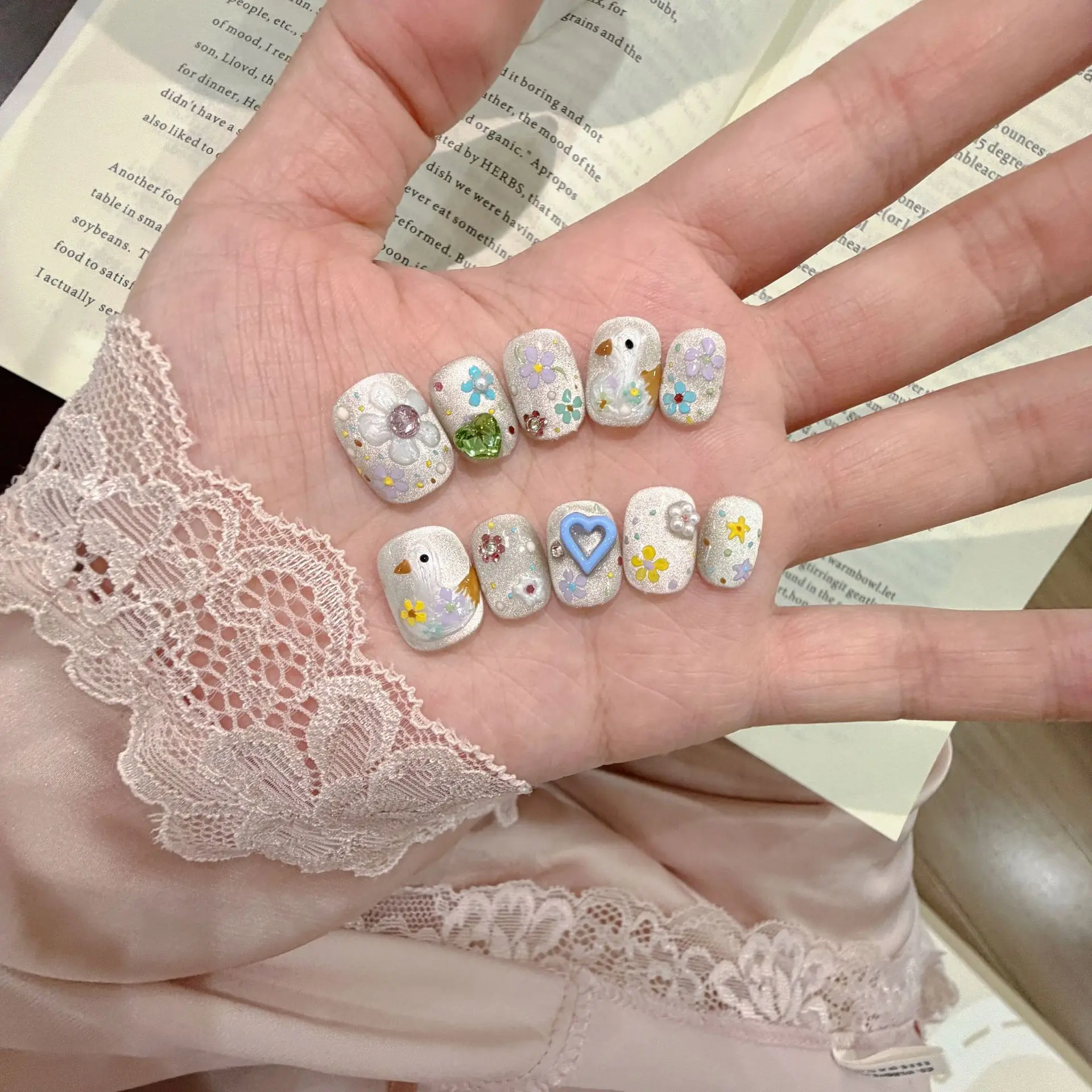 10pcs Handmade Press-on Nails Hand-painted Cat-eye Design with Colorful Summer Flowers Perfect As A Gift for Girls and Friends
10pcs Handmade Press-on Nails Hand-painted Cat-eye Design with Colorful Summer Flowers Perfect As A Gift for Girls and Friends