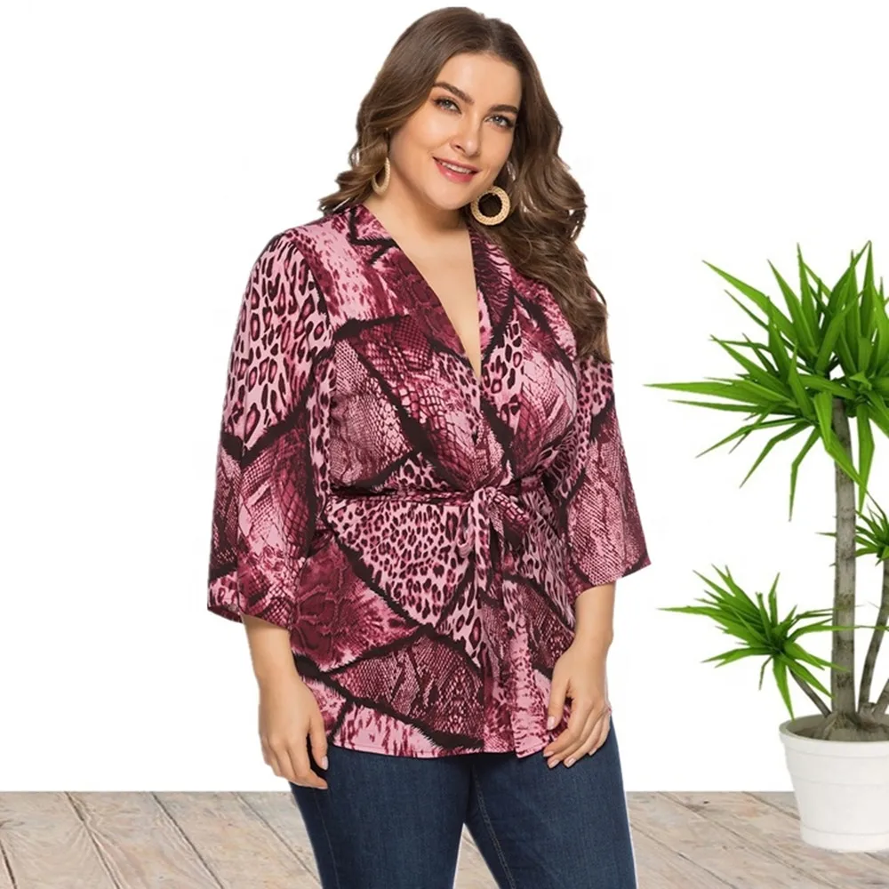 6XL Long Sleeve V Neck Serpentine Print Plus Size Loose Wrap Blouse Shirt For Women
6XL Long Sleeve V Neck Serpentine Print Plus Size Loose Wrap Blouse Shirt For Women