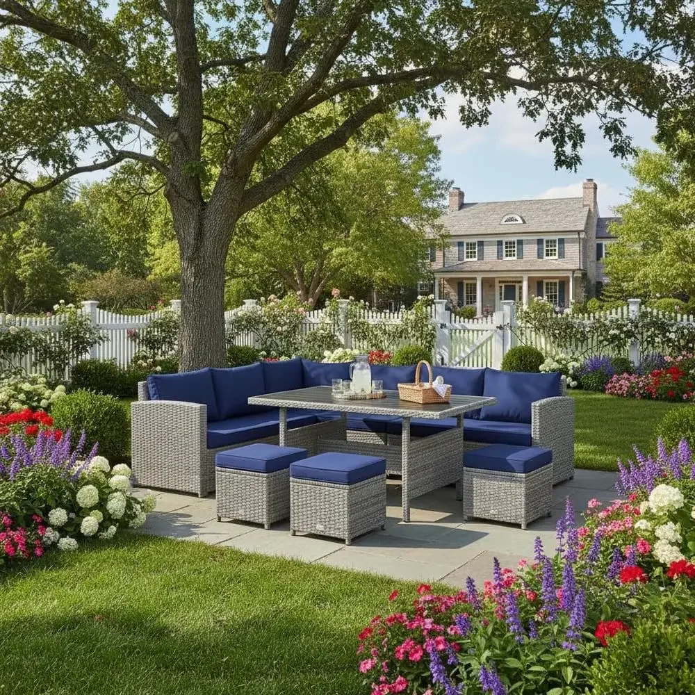Special Offer7-Piece Outdoor Patio Sectional Furniture Set With Cushions, Weather-Resistant Wicker Dining Sofa, Navy Blue
Special Offer7-Piece Outdoor Patio Sectional Furniture Set With Cushions, Weather-Resistant Wicker Dining Sofa, Navy Blue