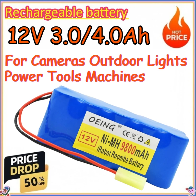 12V 3.0/4.0Ah Rechargeable Battery for Cameras Outdoor Lights Power Tools Machines Replace Nickel-metal Hydride Battery
12V 3.0/4.0Ah Rechargeable Battery for Cameras Outdoor Lights Power Tools Machines Replace Nickel-metal Hydride Battery