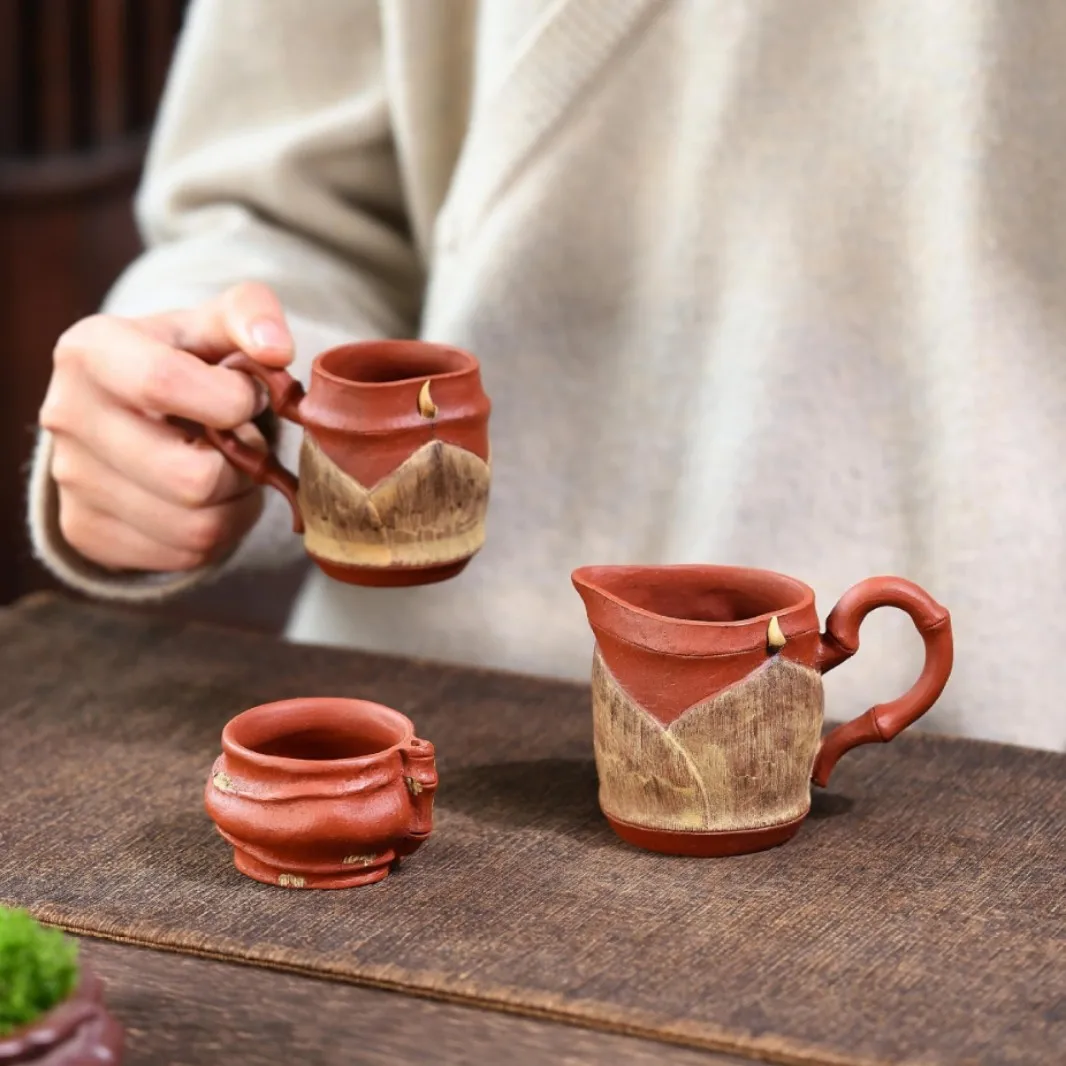 Yixing Purple Clay Master Biomimetic Bamboo-Shaped Small Handle, Fair Cup, Divider, Cup With Lid, Tea Set
Yixing Purple Clay Master Biomimetic Bamboo-Shaped Small Handle, Fair Cup, Divider, Cup With Lid, Tea Set