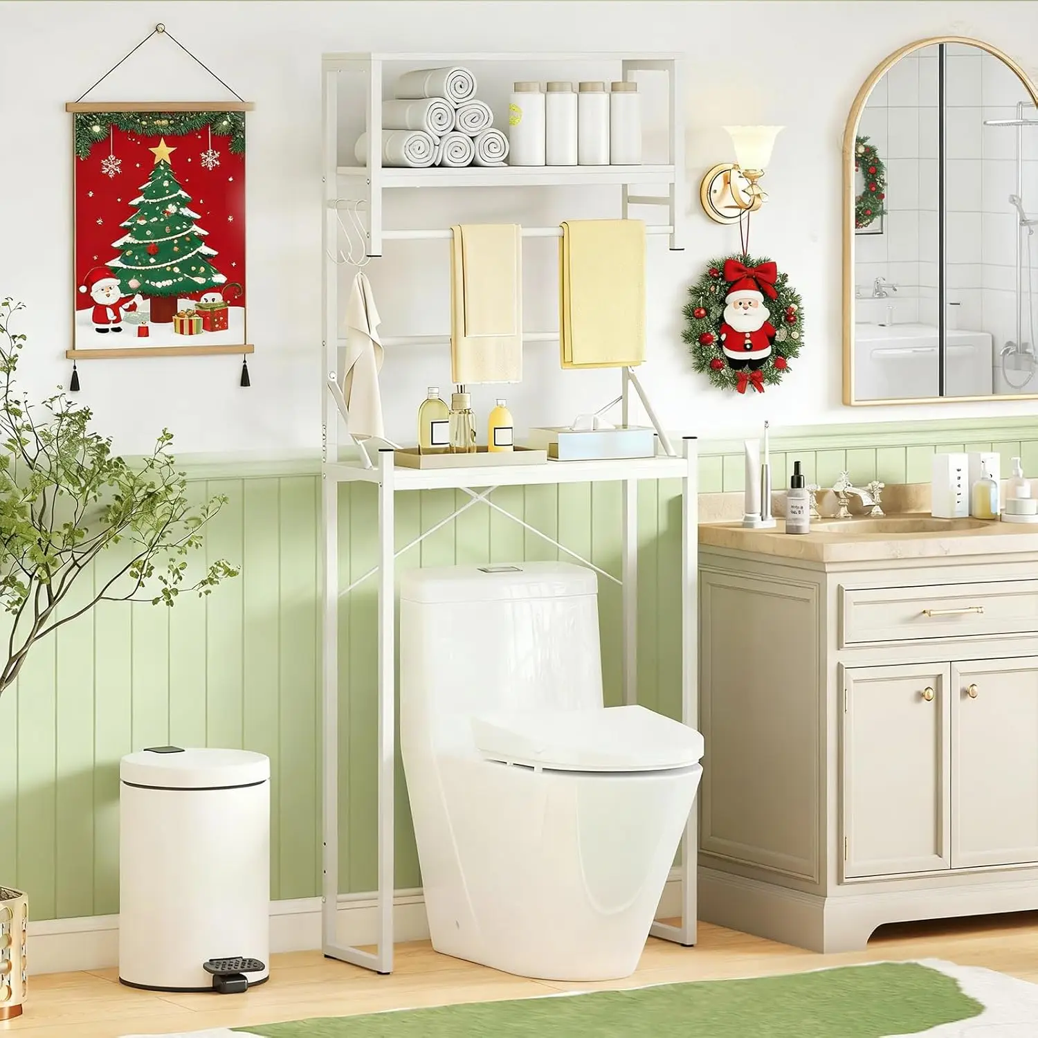 3-Tier Over the Toilet Storage Shlelf, Freestanding Space Saver Bathroom Shelves AboveToilet with Towels Bar, 3 Hooks, Metal
3-Tier Over the Toilet Storage Shlelf, Freestanding Space Saver Bathroom Shelves AboveToilet with Towels Bar, 3 Hooks, Metal