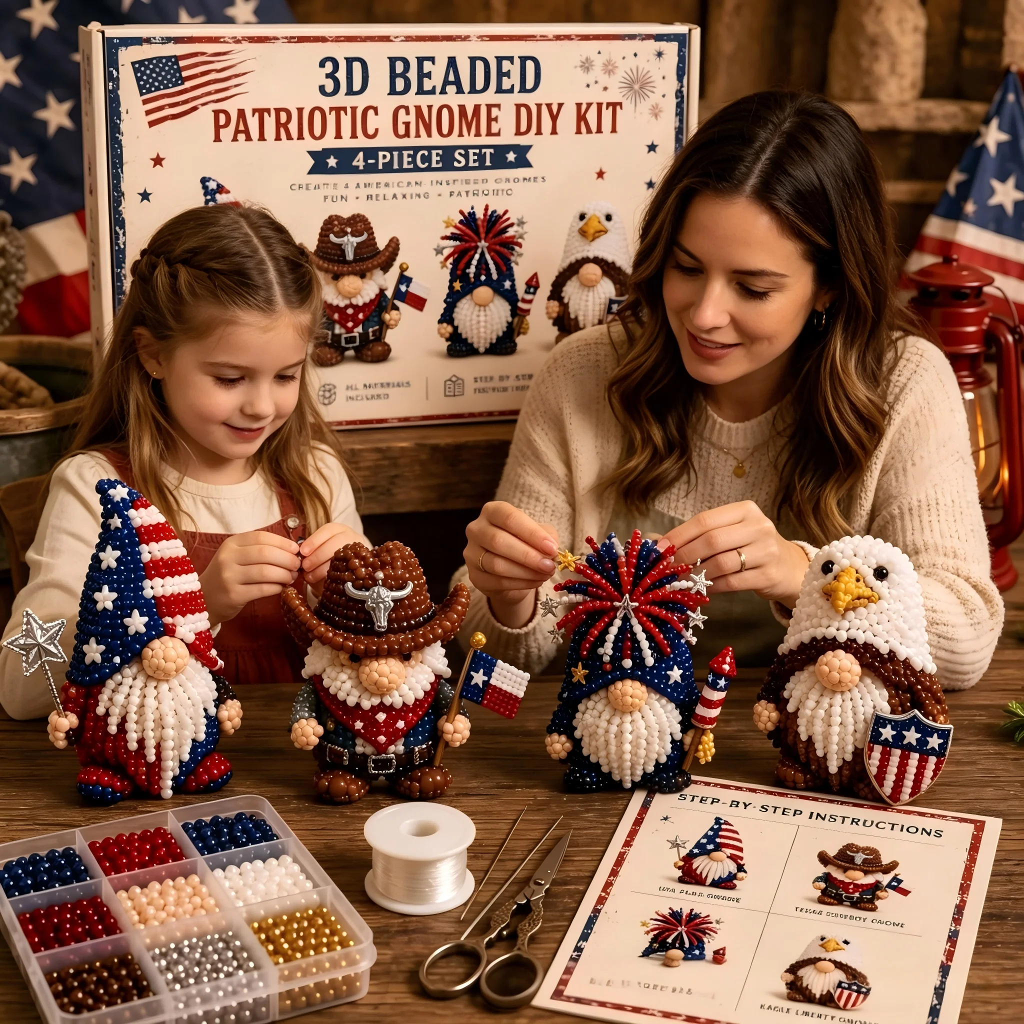 3D Patriotic Gnome Bead Embroidery Kit 4Pcs Set DIY Beading Craft Kit Independence Day Flag Gnome for Beginners Craft Lovers
3D Patriotic Gnome Bead Embroidery Kit 4Pcs Set DIY Beading Craft Kit Independence Day Flag Gnome for Beginners Craft Lovers