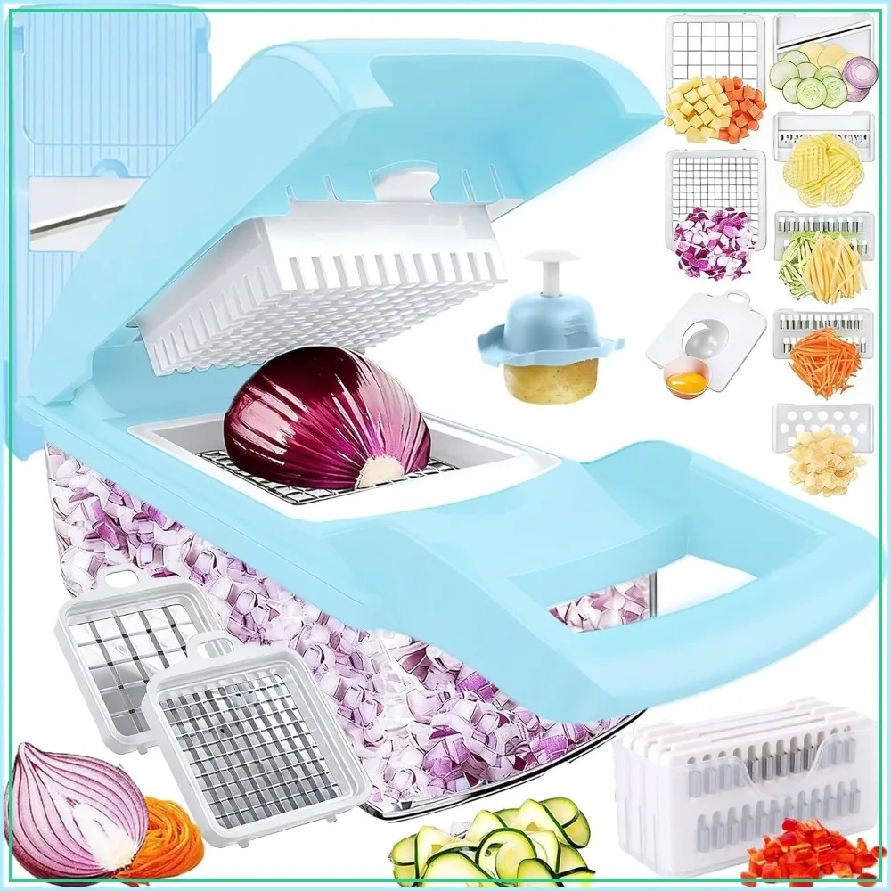 16-in-1 Vegetable Chopper, Mandoline Slicer, Food Chopper with Container, Cutter & Spiralizer for Onion Salad (Kitchen Gadget)
16-in-1 Vegetable Chopper, Mandoline Slicer, Food Chopper with Container, Cutter & Spiralizer for Onion Salad (Kitchen Gadget)