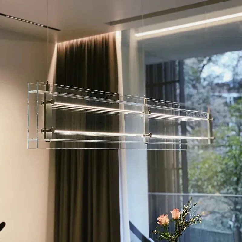 GHEUVNJ Minimalist restaurant pendant light, straight glass strip, tea room bar light home
GHEUVNJ Minimalist restaurant pendant light, straight glass strip, tea room bar light home