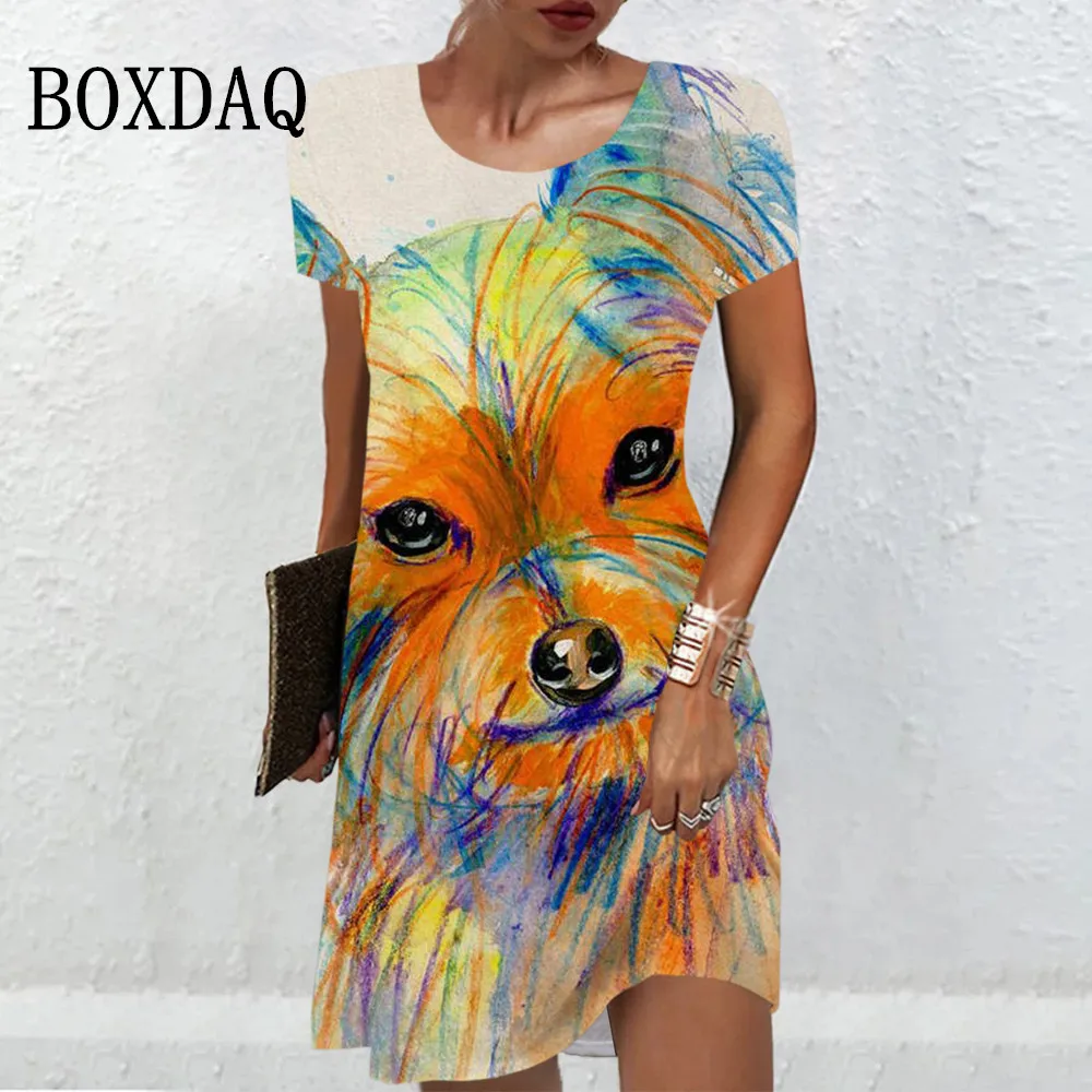 Street Art Women's Dress Tie Dye Painting Dog Print Dress Summer Fashion O-Neck Short Sleeve Mini Dress Casual Ladies Oversized
Street Art Women's Dress Tie Dye Painting Dog Print Dress Summer Fashion O-Neck Short Sleeve Mini Dress Casual Ladies Oversized