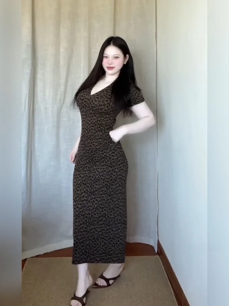 XZY Sexy V-neck Leopard Print Dress Women's Slim Fit Long Skirt Summer Waist-cinching Wrap Bodycon Dress plus Size
XZY Sexy V-neck Leopard Print Dress Women's Slim Fit Long Skirt Summer Waist-cinching Wrap Bodycon Dress plus Size