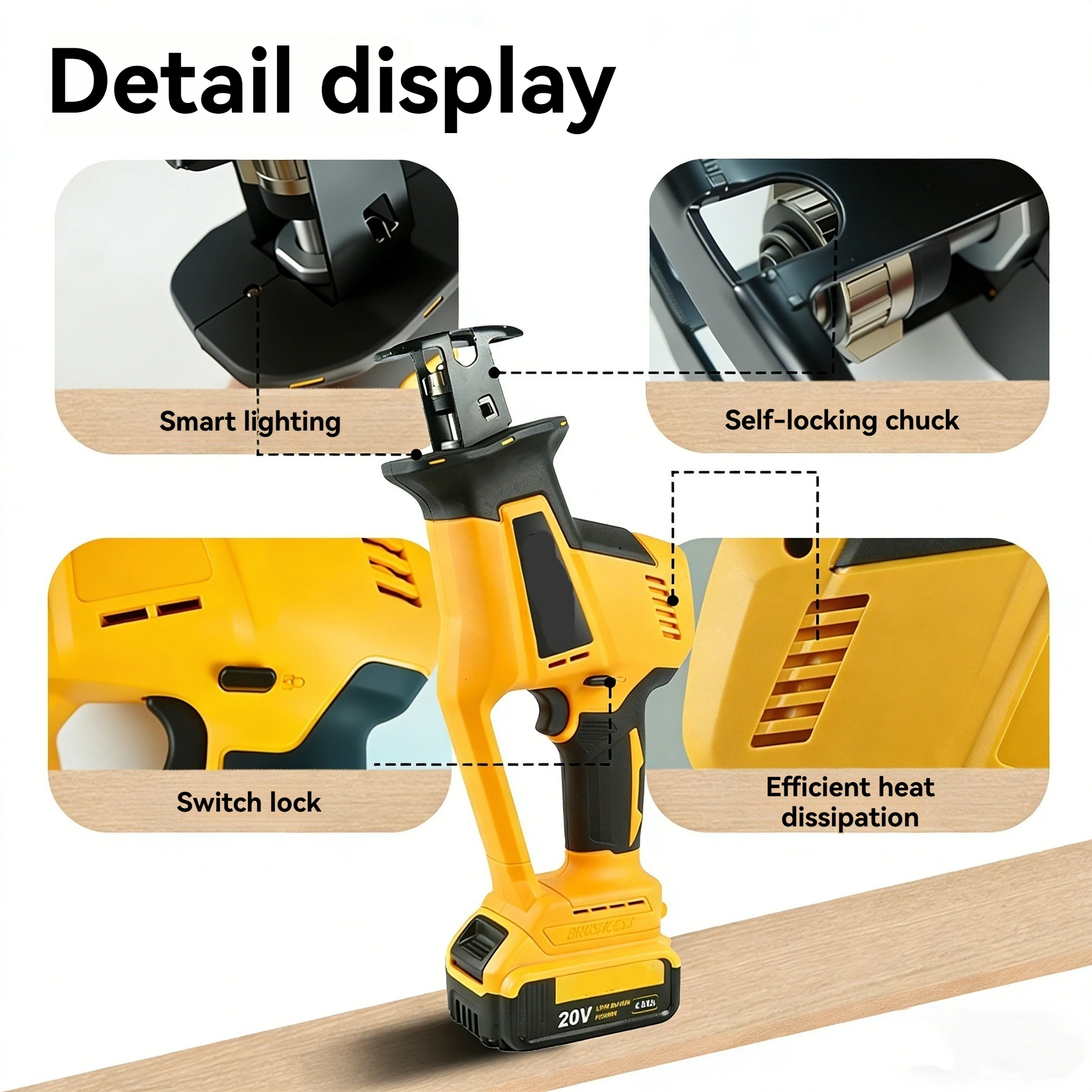 Cordless Reciprocating Saw 20V 4Ah 250W Handheld Saw for Wood Metal Pipe Plastic Cutting
Cordless Reciprocating Saw 20V 4Ah 250W Handheld Saw for Wood Metal Pipe Plastic Cutting