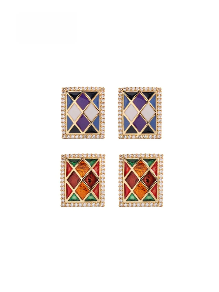 Bohemian Style Enamel Drop Earrings S925 Silver Needle Geometric Square Fashion Jewelry for Women
Bohemian Style Enamel Drop Earrings S925 Silver Needle Geometric Square Fashion Jewelry for Women