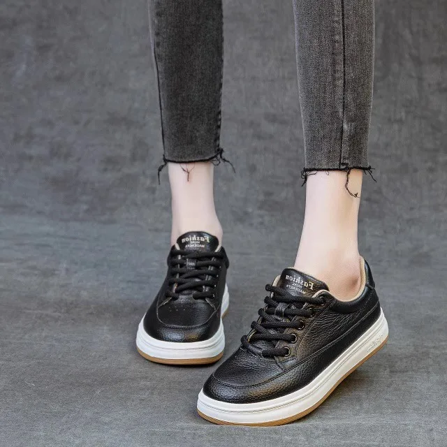 Comfortable Flat Bottom Genuine Leather Casual Shoes Women's New Style Versatile Leisure Board Shoes Breathable round Toe
Comfortable Flat Bottom Genuine Leather Casual Shoes Women's New Style Versatile Leisure Board Shoes Breathable round Toe