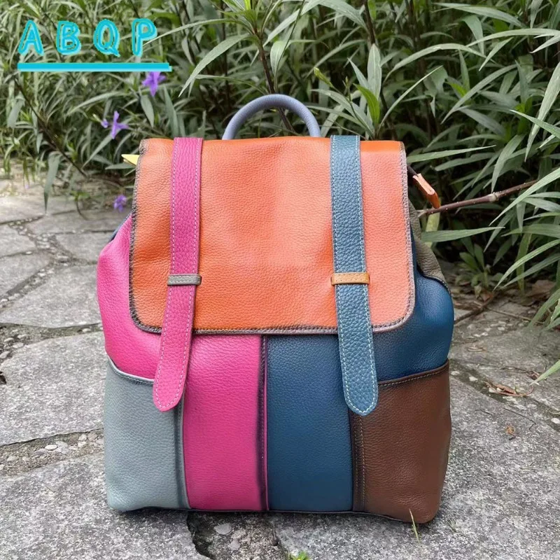 New Women's Backpack Luxury Brand Leather Fashion Women's Backpack Hand-spliced Color Leisure Travel Backpack Large Capacity
New Women's Backpack Luxury Brand Leather Fashion Women's Backpack Hand-spliced Color Leisure Travel Backpack Large Capacity