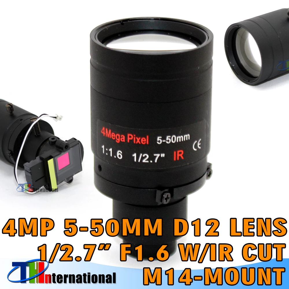 4MP Cctv Lens 5-50mm Lens D14 Mount F1.6 With 10X Zoom and Focus lens + 5MP IR CUT For 4MP AHD/IP Camera
4MP Cctv Lens 5-50mm Lens D14 Mount F1.6 With 10X Zoom and Focus lens + 5MP IR CUT For 4MP AHD/IP Camera