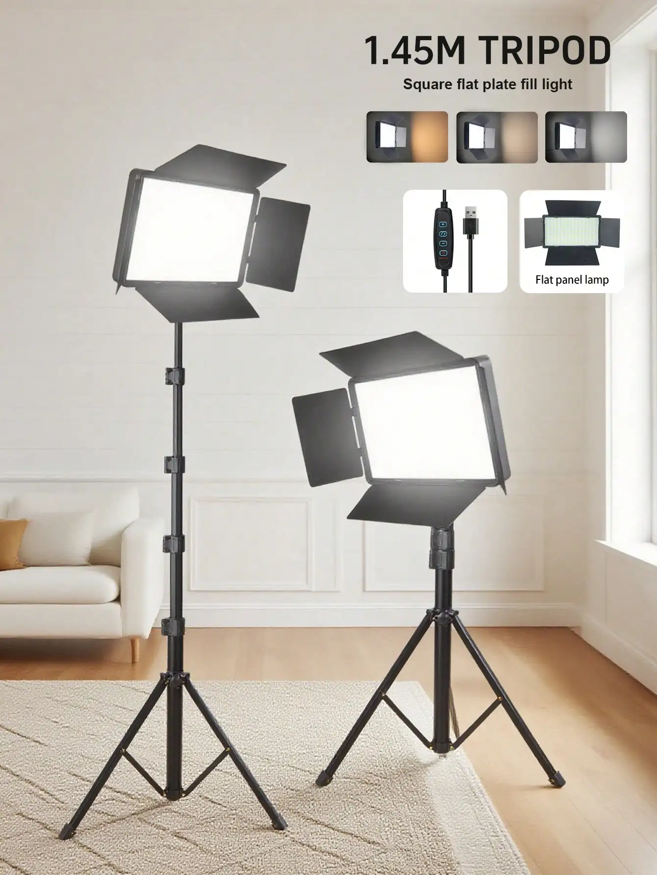 145cm Adjustable Tripod LED Square Fill Light 22.5×16cm with Windshield Partition Professional Studio Spotlight No Battery Needed Portable Selfie Lighting for Live Streaming Photography Vlog Zoom Meeting Party Video Recording
145cm Adjustable Tripod LED Square Fill Light 22.5×16cm with Windshield Partition Professional Studio Spotlight No Battery Needed Portable Selfie Lighting for Live Streaming Photography Vlog Zoom Meeting Party Video Recording